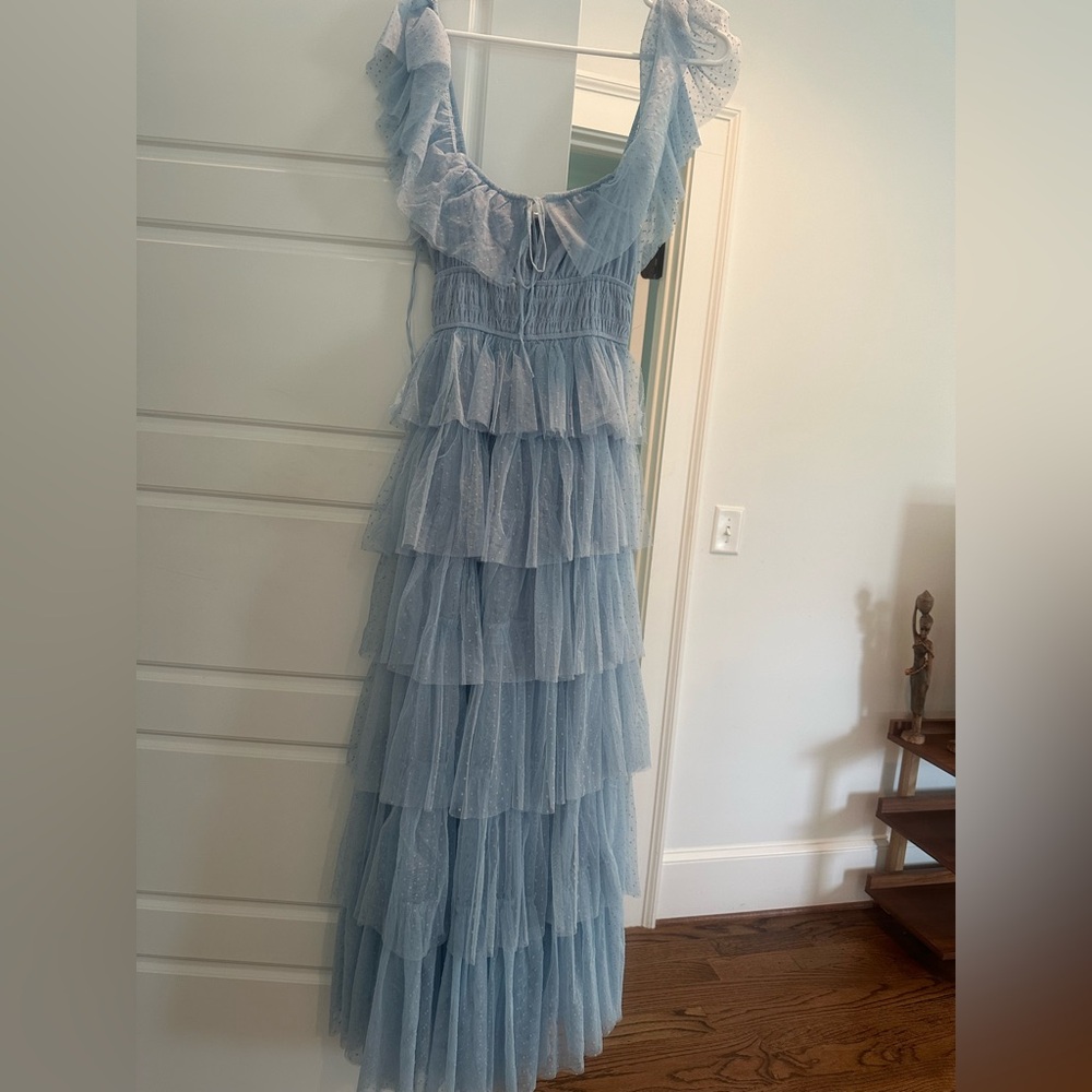 Petal & Pup Light Blue Ruffle Maxi Dress